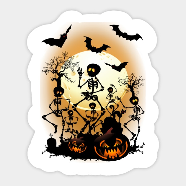 Skeletons Macabre Halloween Dance Sticker by BluedarkArt